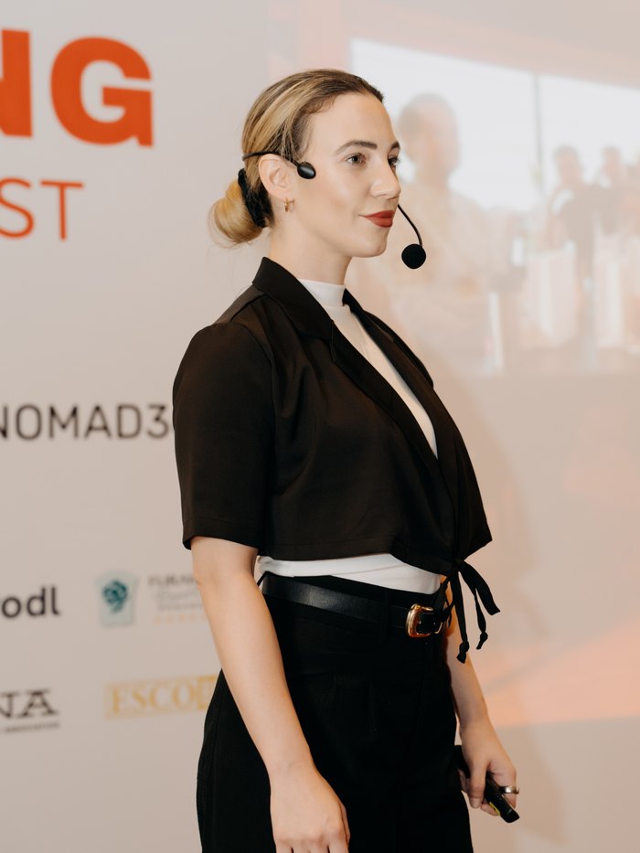 Sofia Kakkava speaking at an international event